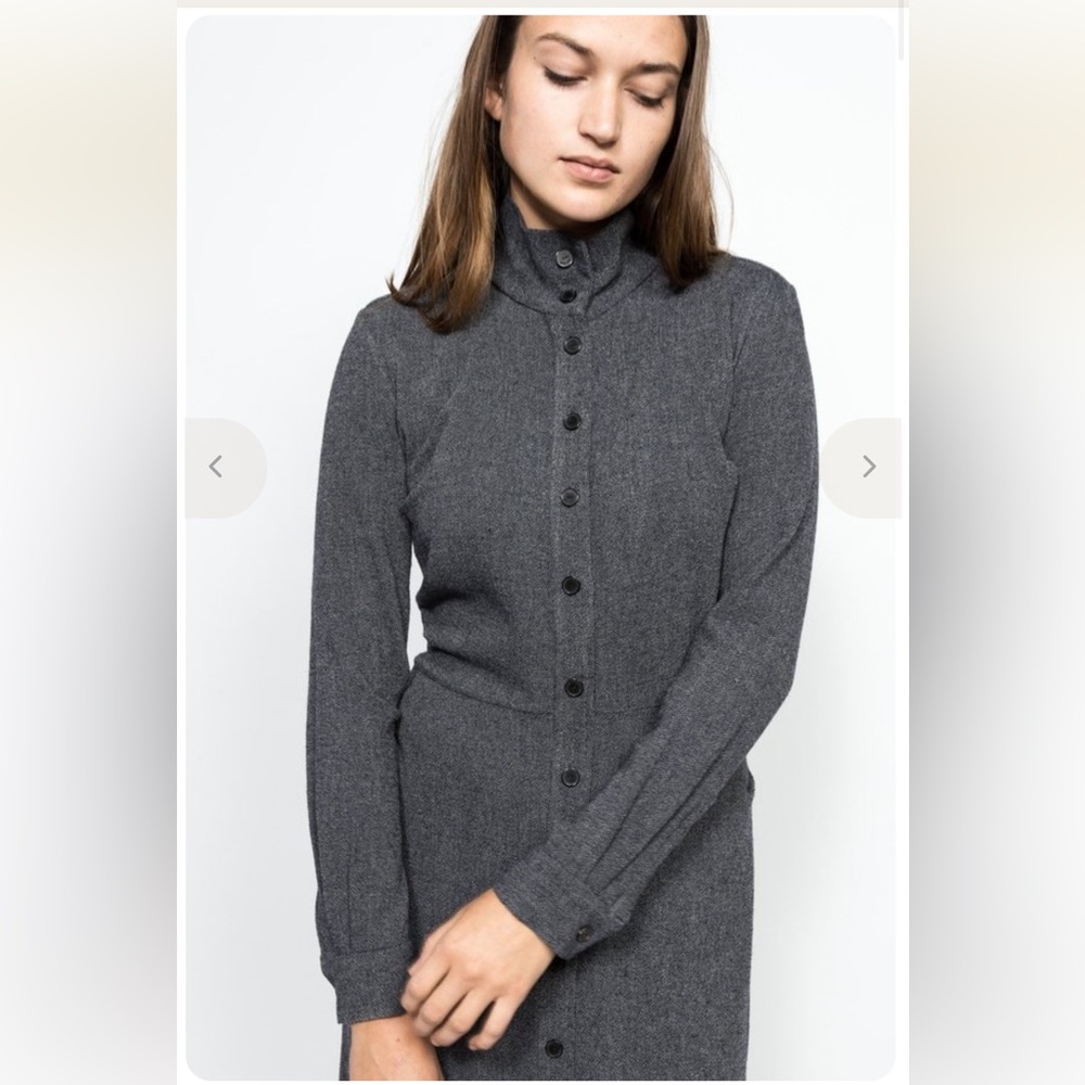 Rachel Comey Wagner Gray Long Sleeve Button Front Midi Dress - Picture 2 of 14